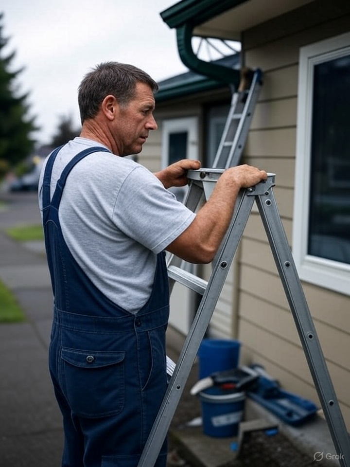 Gutter maintenance on residential home in Eugene, OR